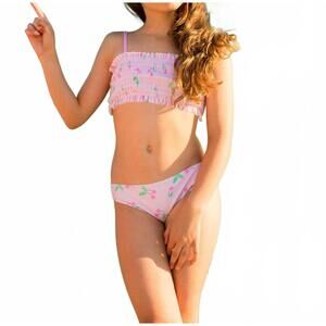 NEW LIMEAPPLE mahala smocked bikini swimsuit in pastel cherry